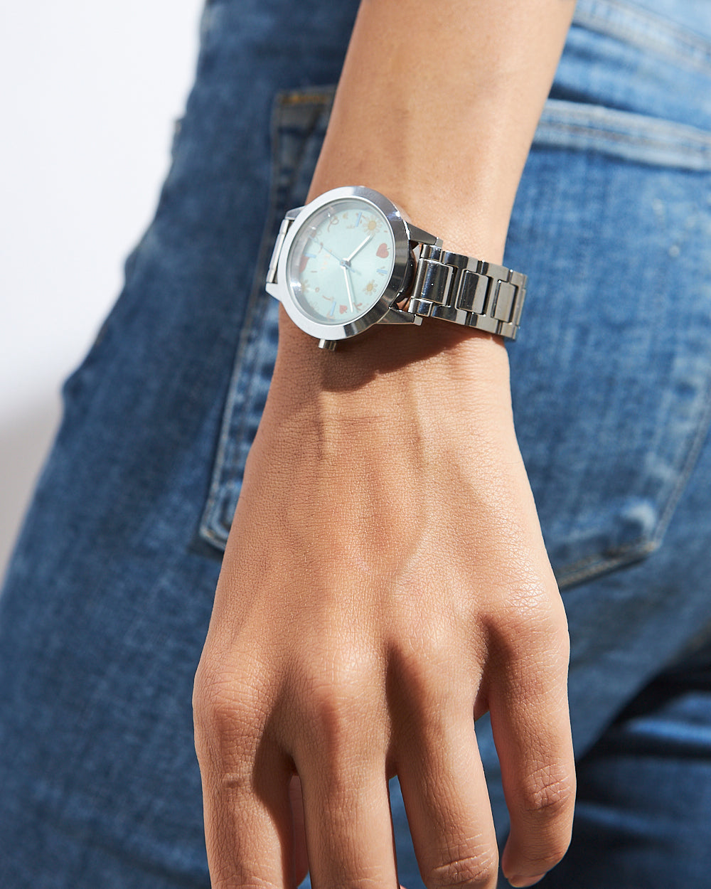 Teal by Chumbak Spring Watch | Metal Link Strap - Silver