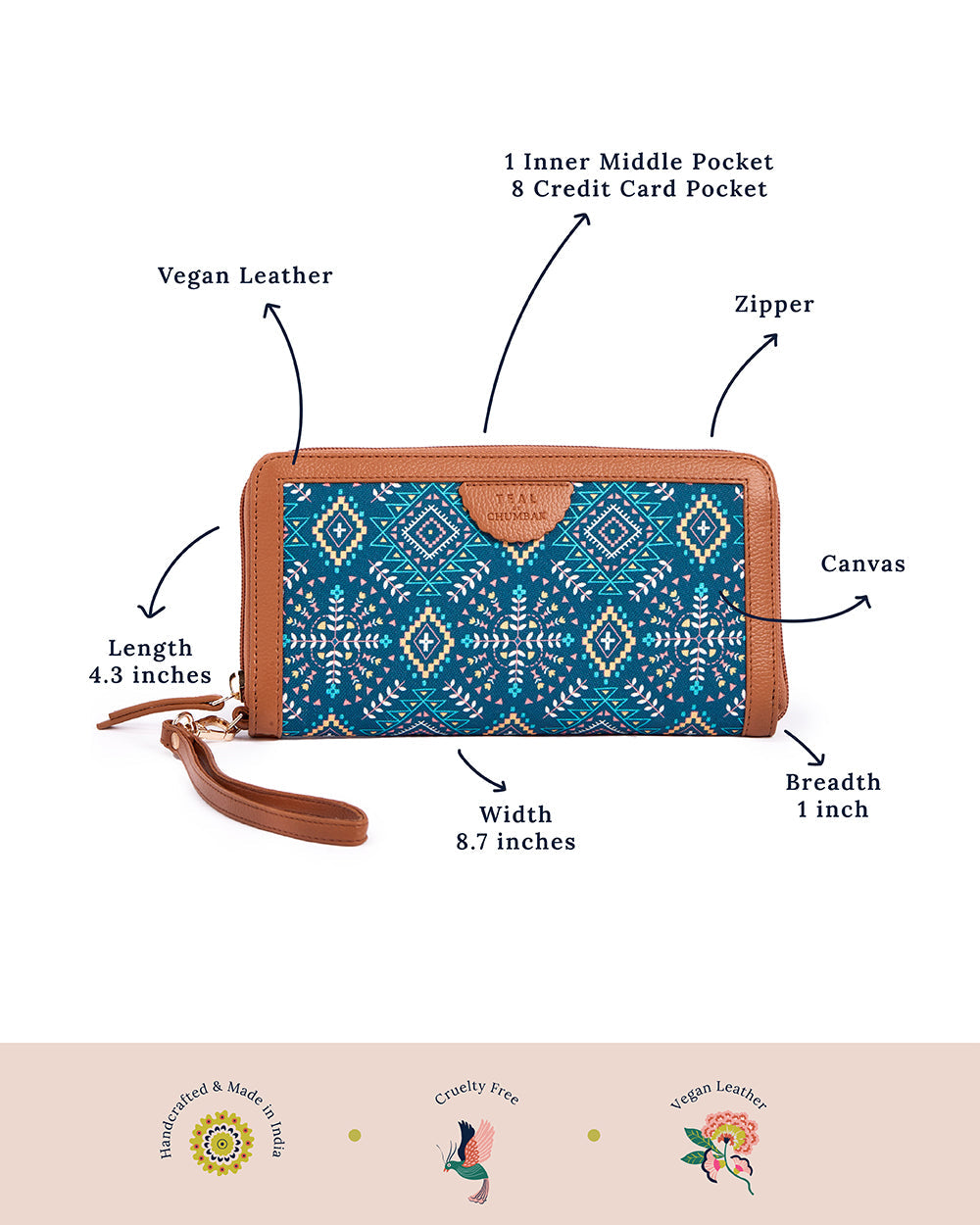 Teal by Chumbak Mexico Aztec Long Wallet