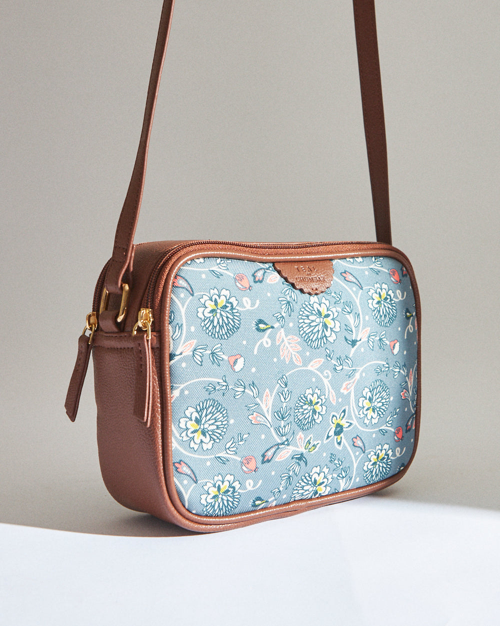 Teal by Chumbak Grey Bloom  Box Sling Bag