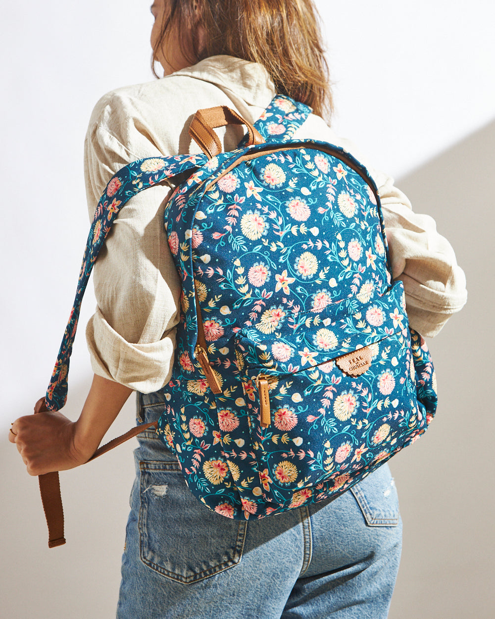 Teal by Chumbak Blue Bloom Laptop backpack