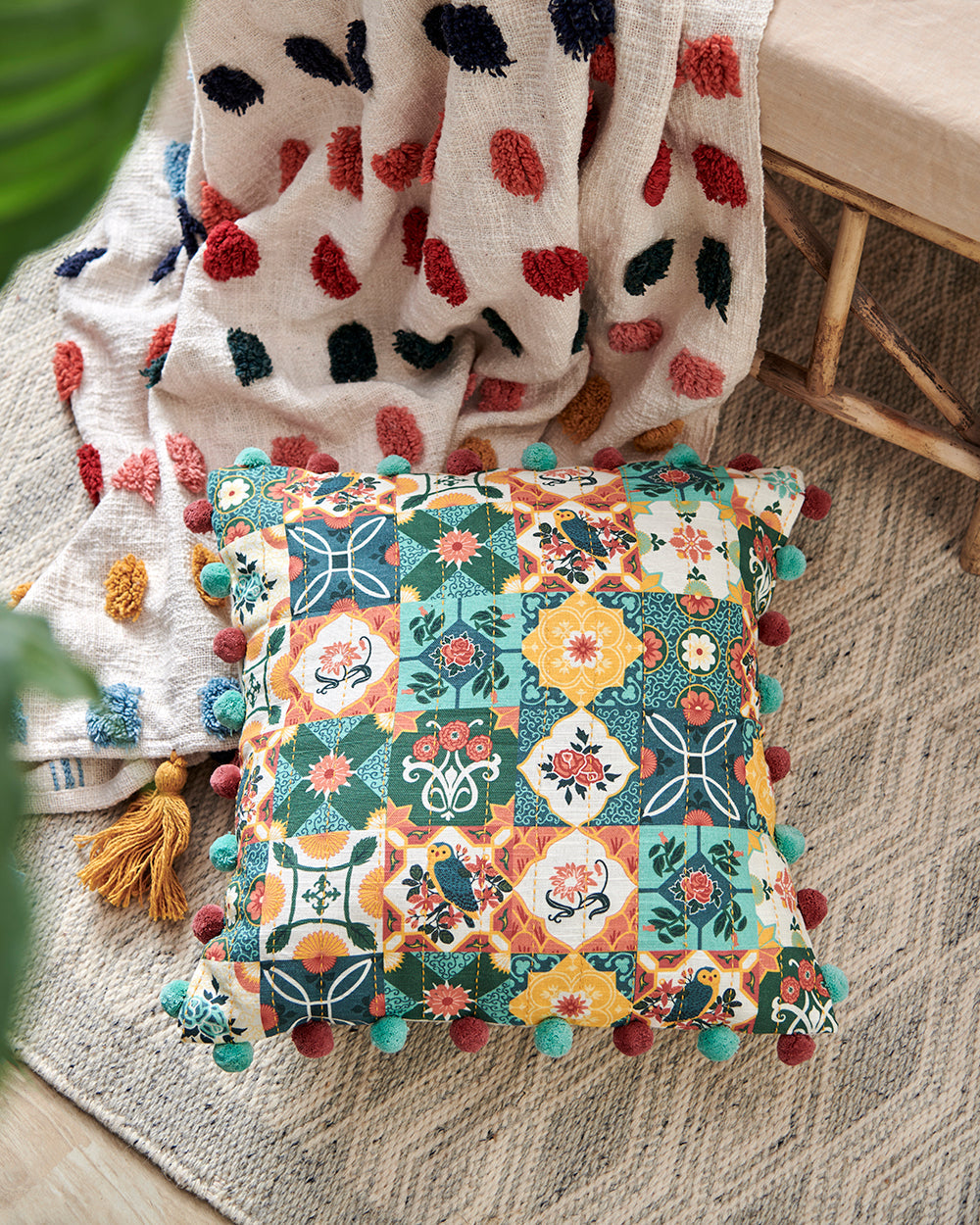 Peranakan Tales, Tiles Cushion cover  16"| #SingaporeInspired