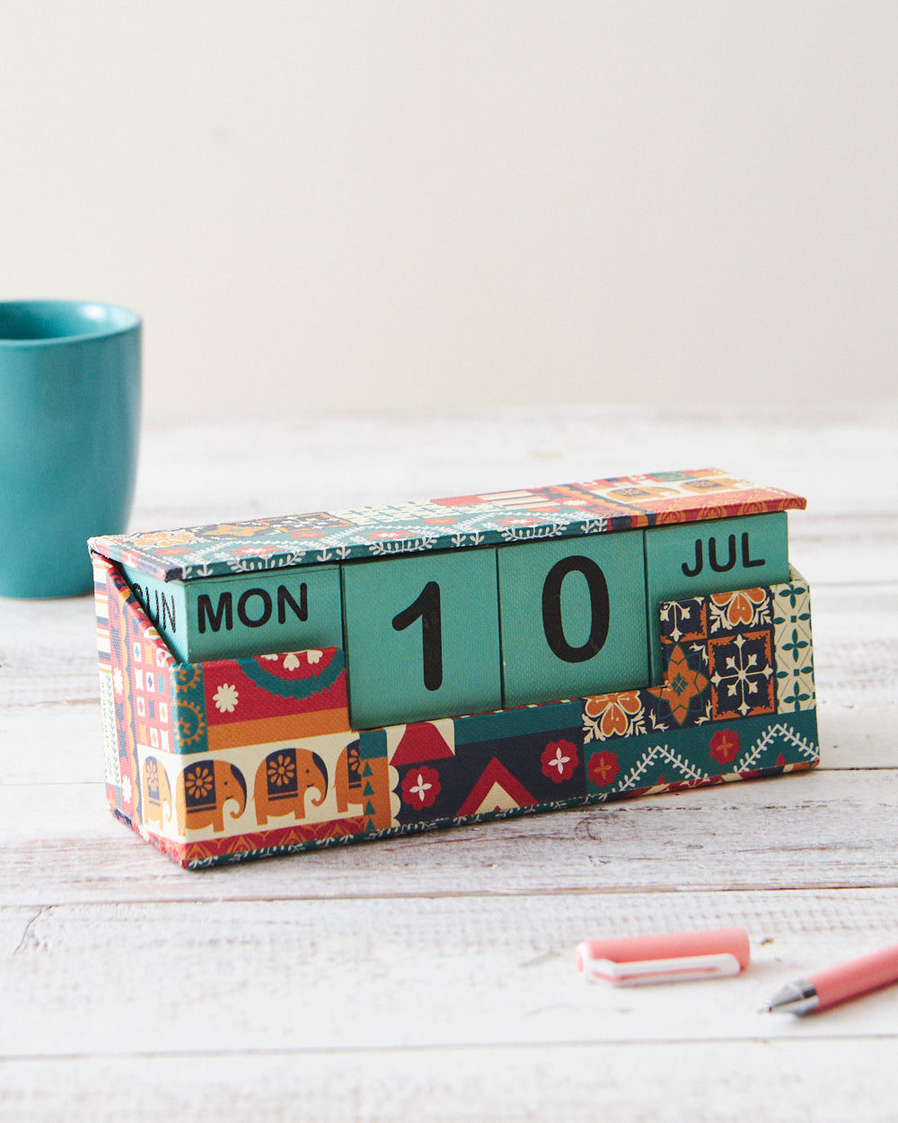 India Patchwork Desk Calendar