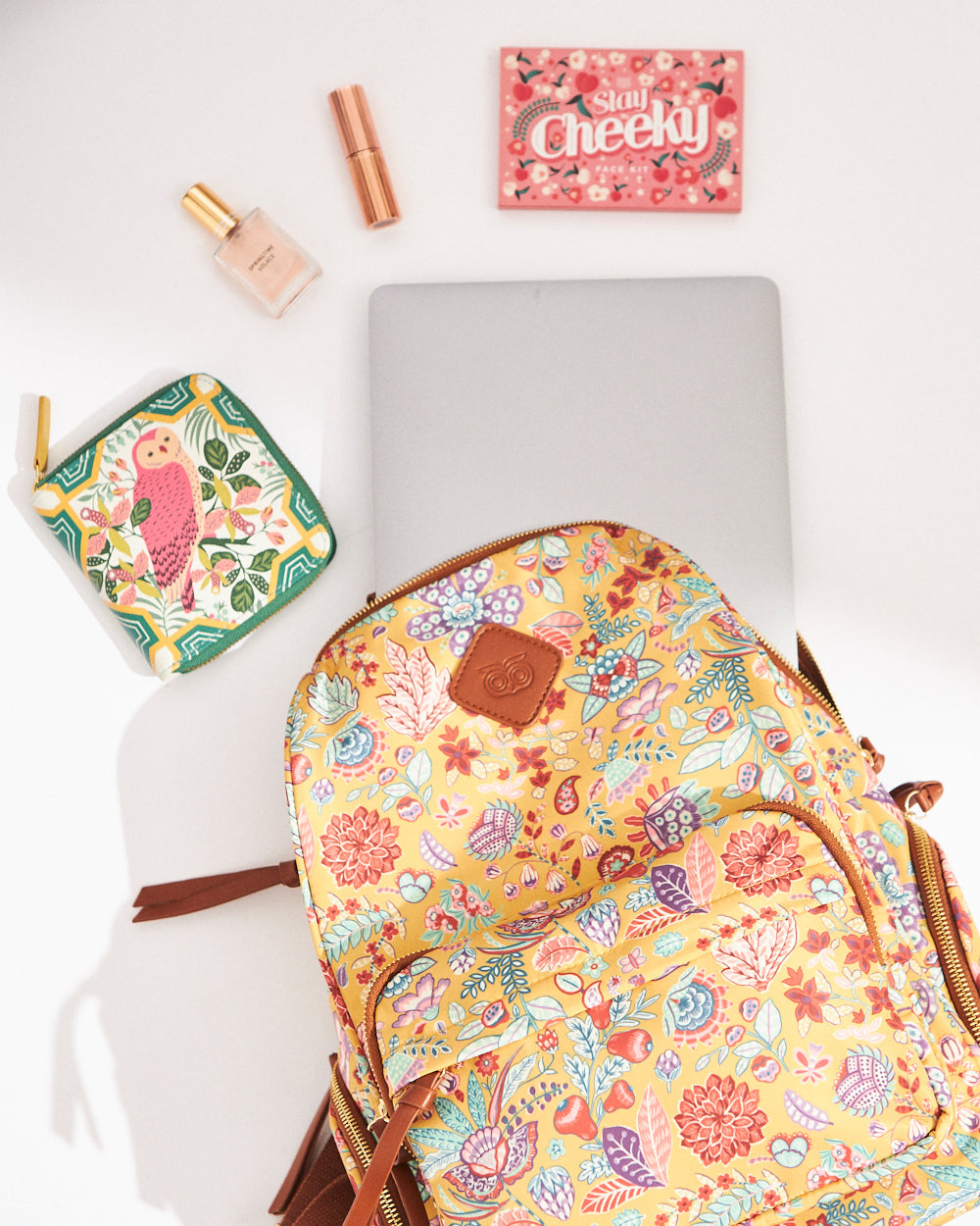 Batik Bloom Backpack, Mustard