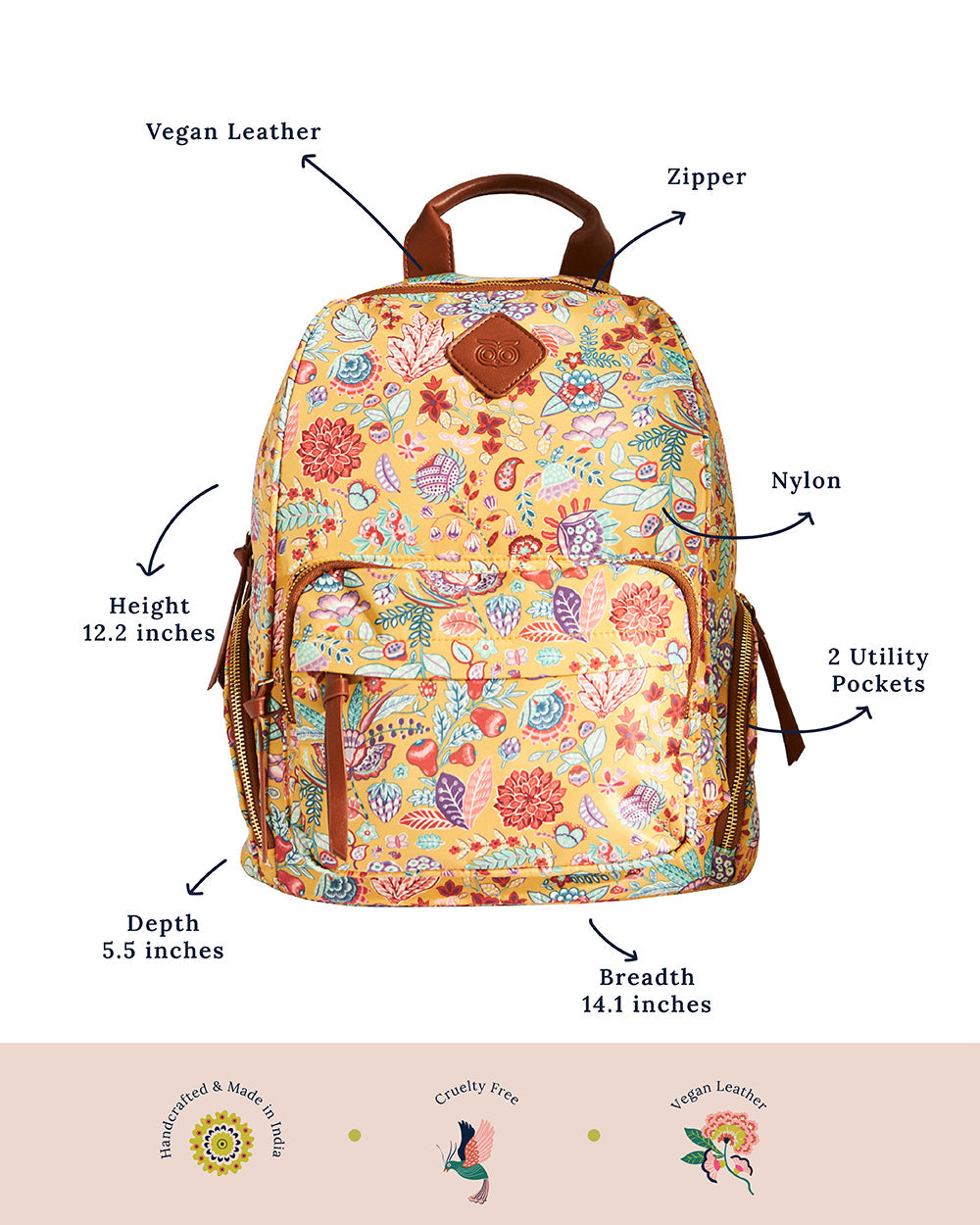 Batik Bloom Backpack, Mustard