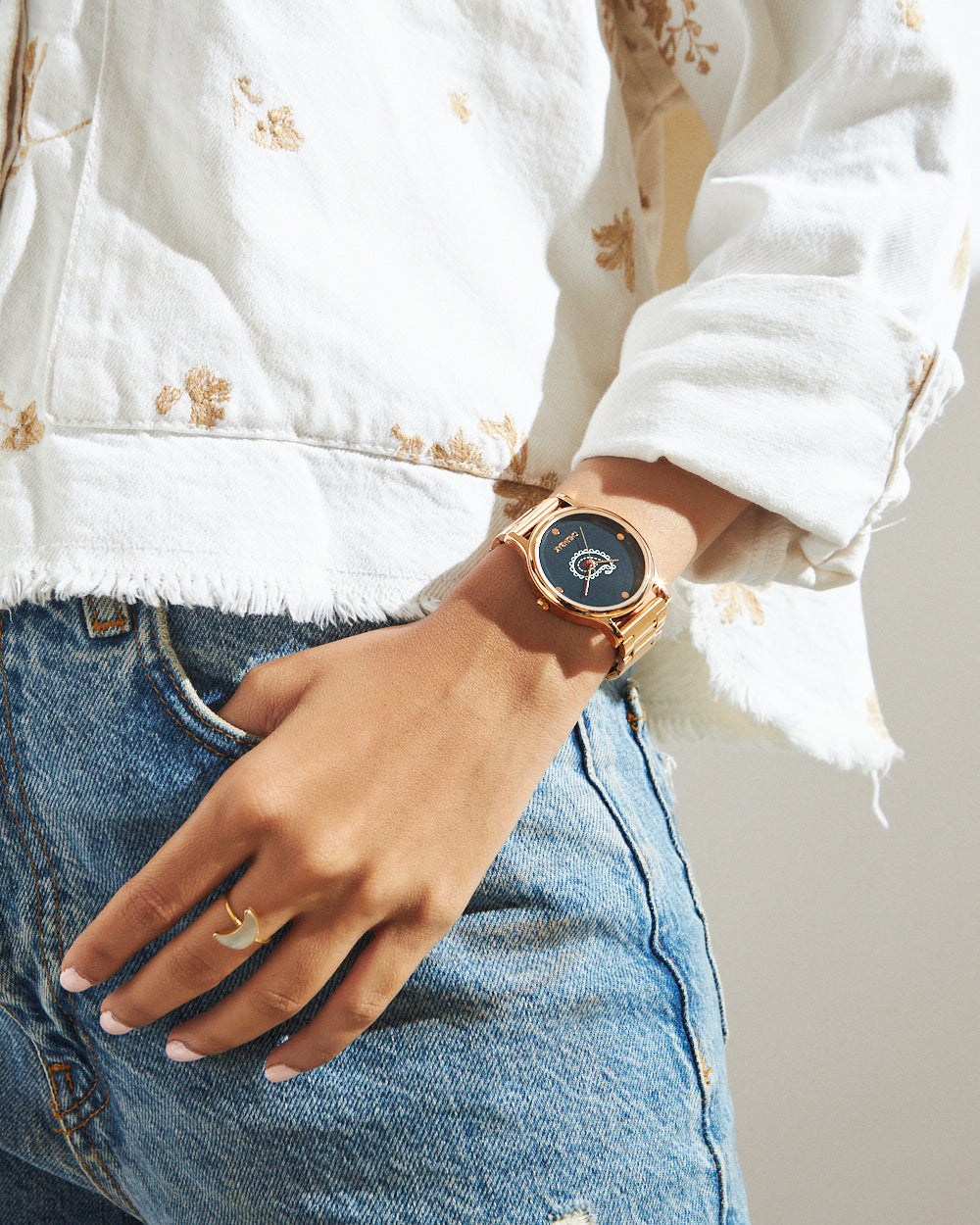 Teal by Chumbak Paisley  Watch,Stainless Steel Link Strap