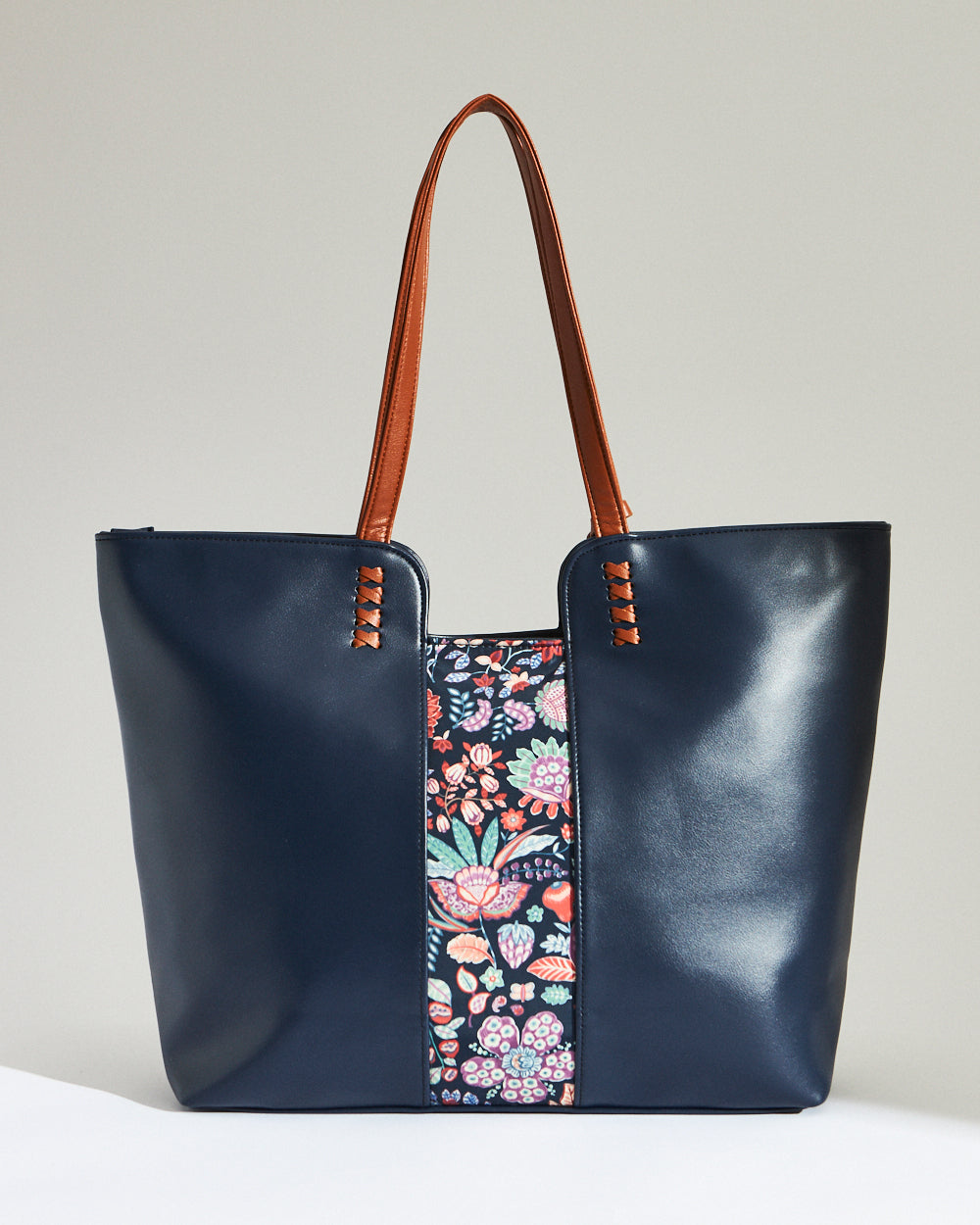 Batik Bloom Tote, Navy