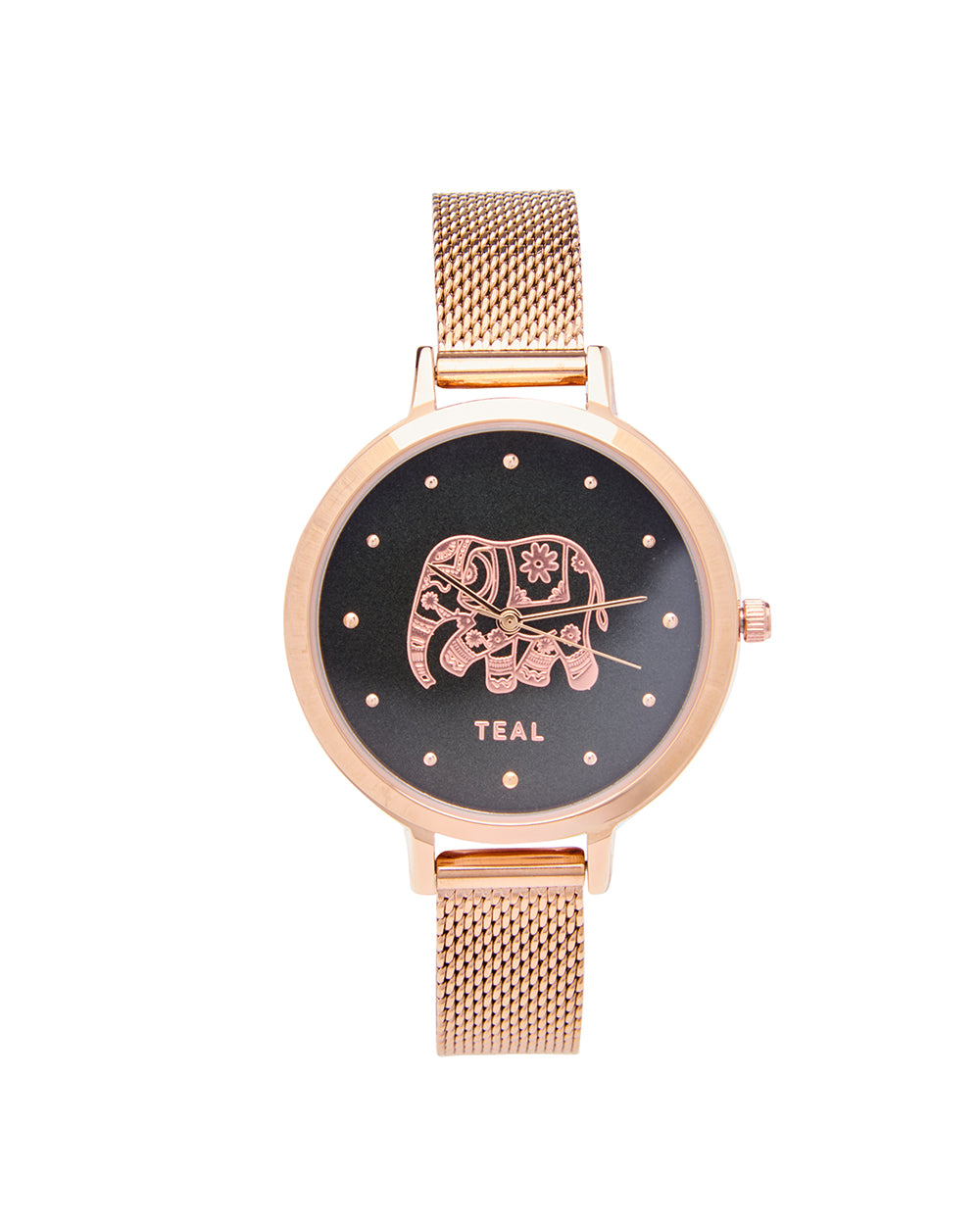 Teal by Chumbak Carnival Elephant Watch,Stainless Steel Mesh Strap