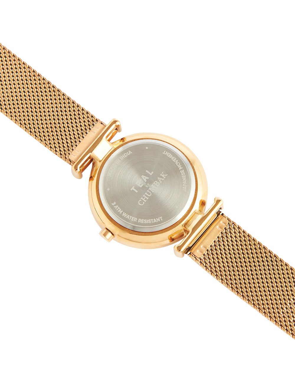 Teal by Chumbak "Take It Slow" Watch | Metal Mesh Strap - Gold