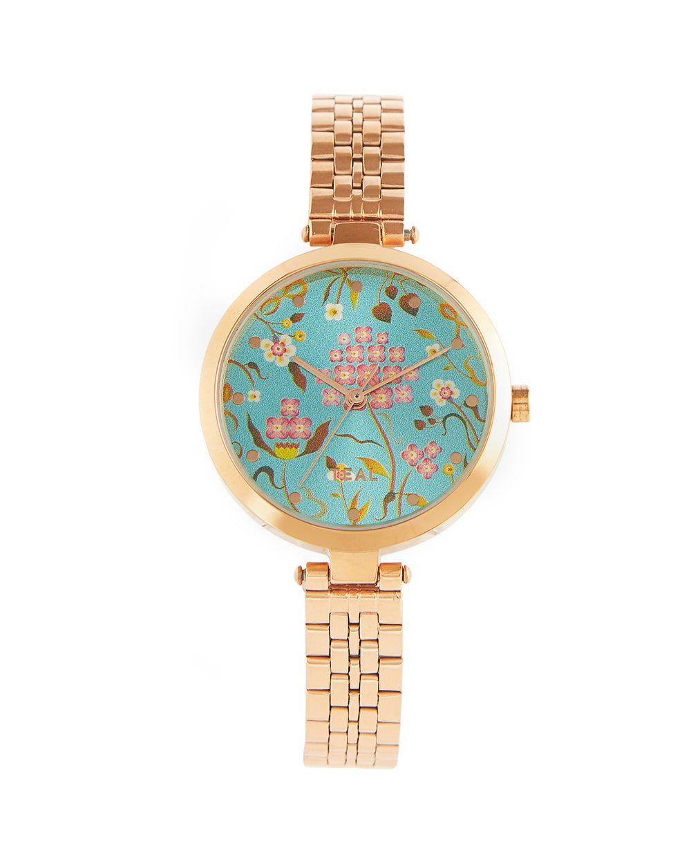 Teal by Chumbak Tropic Watch | Metal Link Strap -Teal