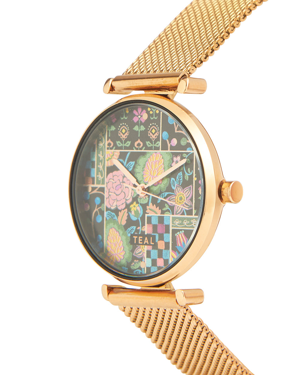 Teal by Chumbak Jungle Jumble Watch | Metal Mesh Strap - Black