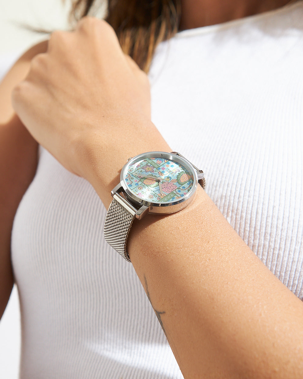 Teal by Chumbak Jungle Jumble Watch | Metal Mesh Strap -Teal