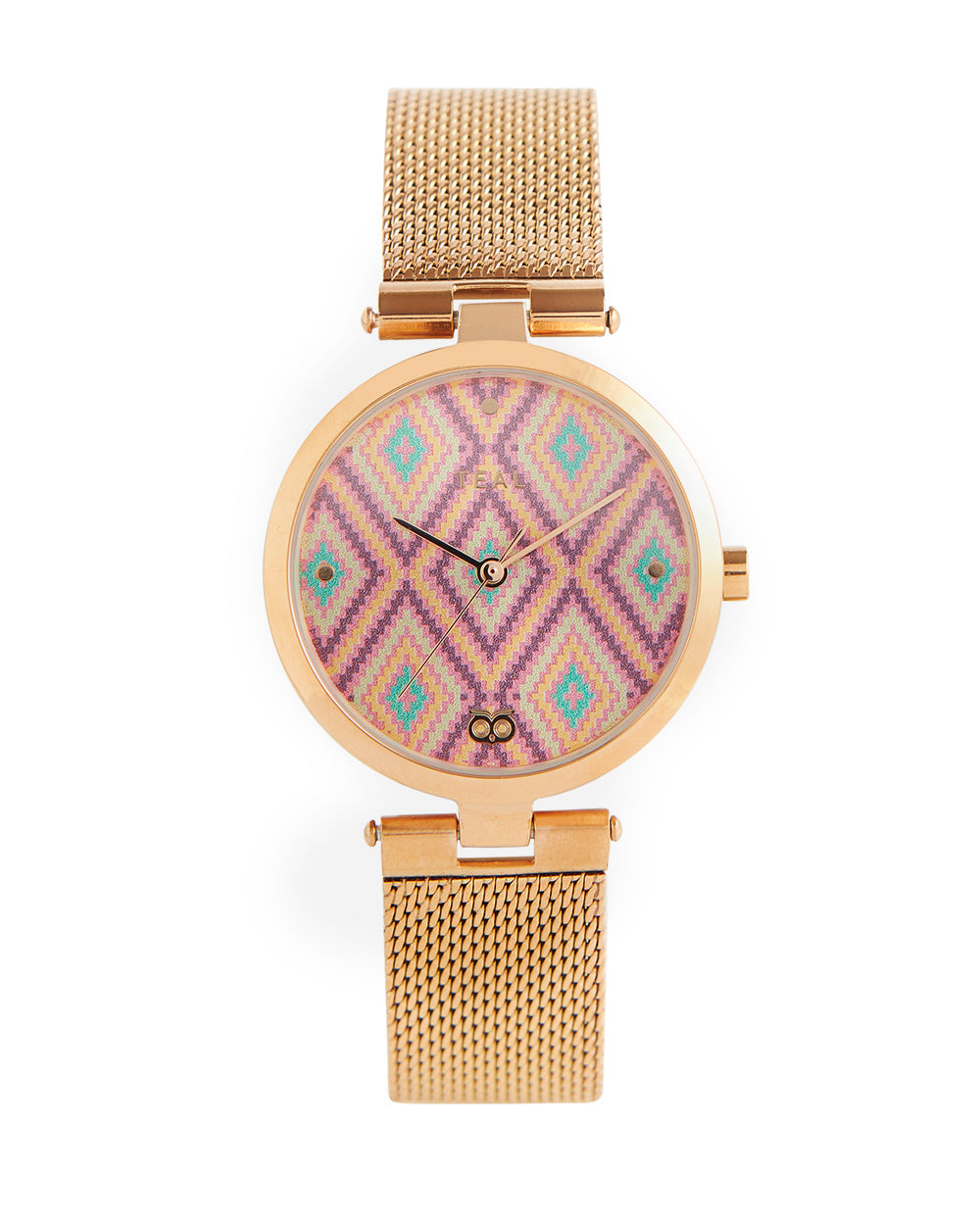 Teal by Chumbak Kilim Watch Metal Mesh Strap - Pink