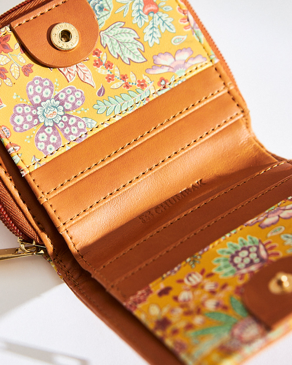 Batik Bloom Mini Wallet, Mustard