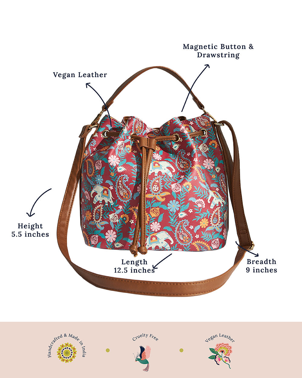 India Boho Bucket Bag