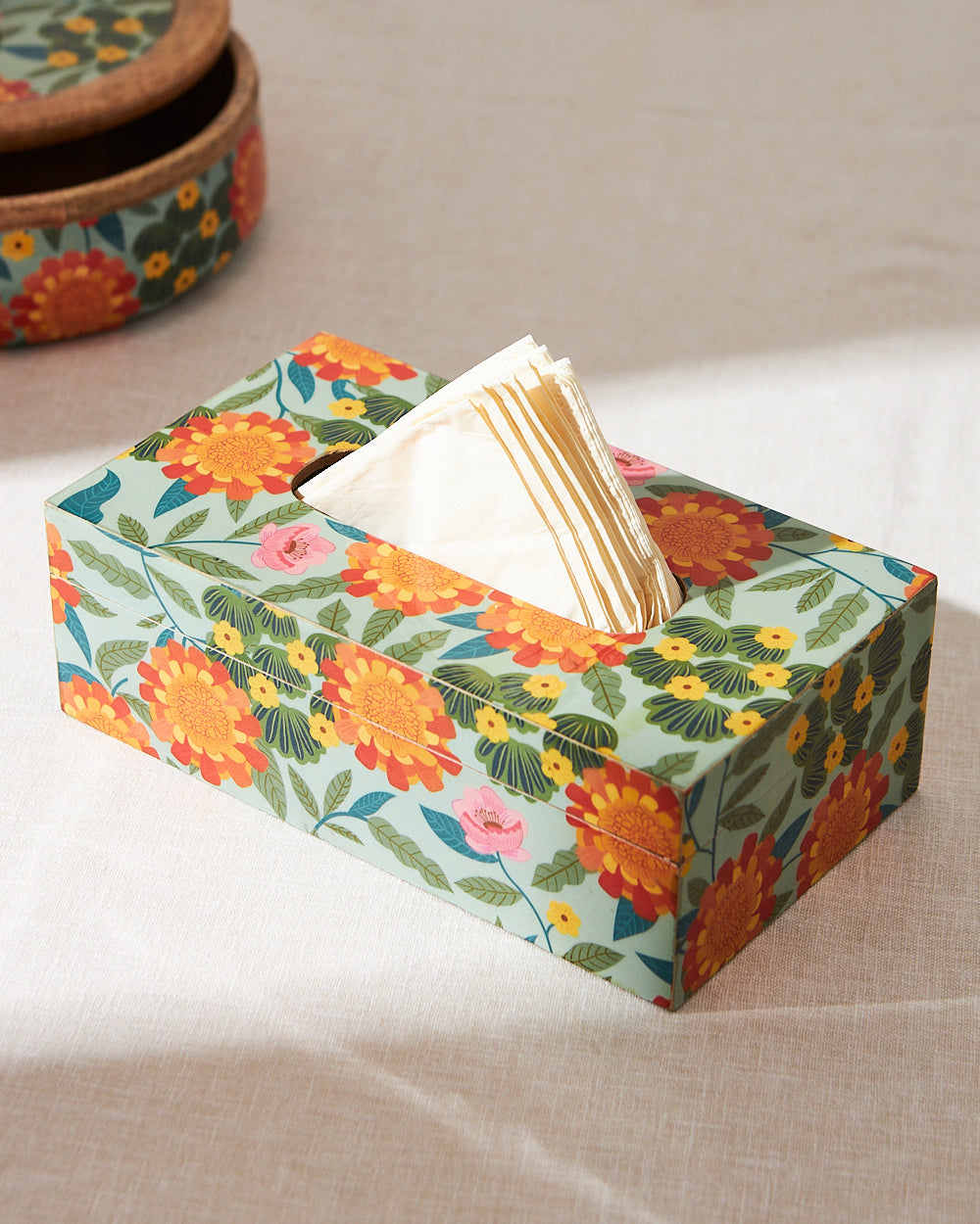 Marigold Tissue Box | Wood