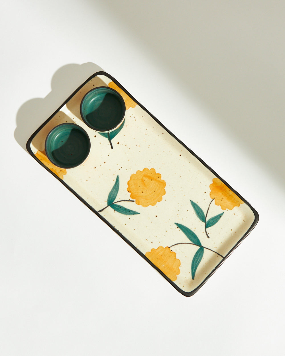 Marigold Chip & Dip Platter | Handpainted Stoneware