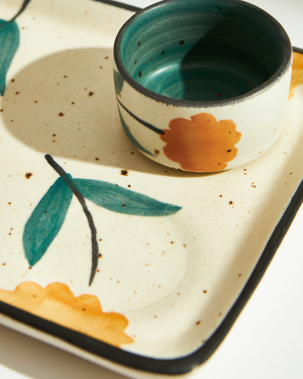 Marigold Chip & Dip Platter | Handpainted Stoneware