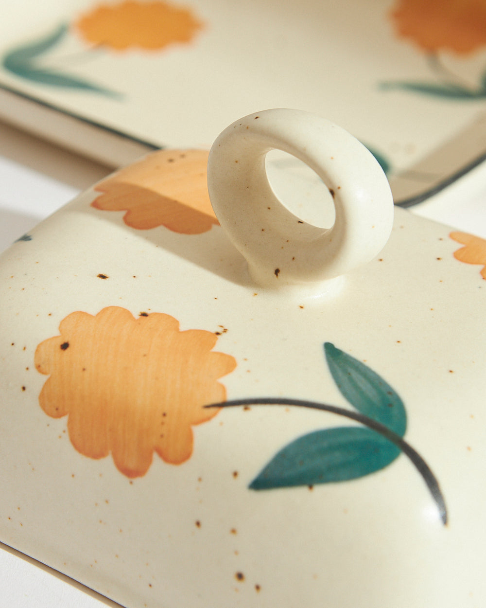 Marigold Butter Dish| Handpainted Stoneware