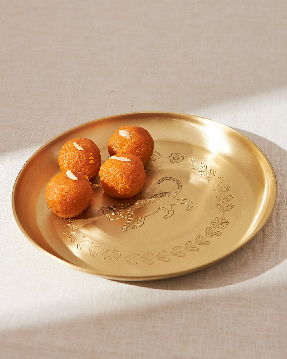 Marigold Royal Tiger Brass Thali