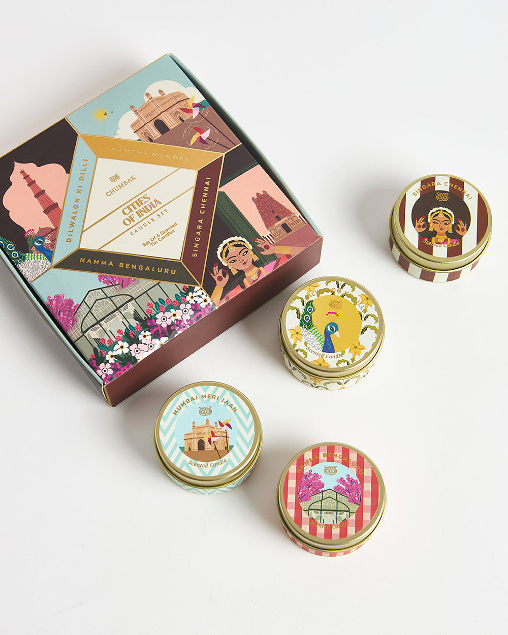 Cities of India Tin Candles Gift Box | Set of 4