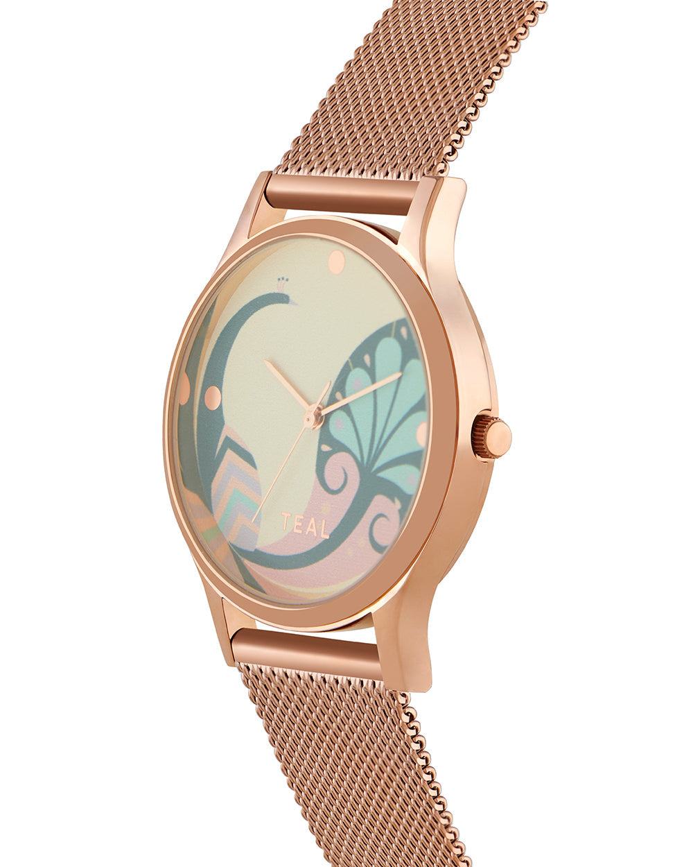 Teal By Chumbak |  Urban feathers Watch - Metal Mesh Strap