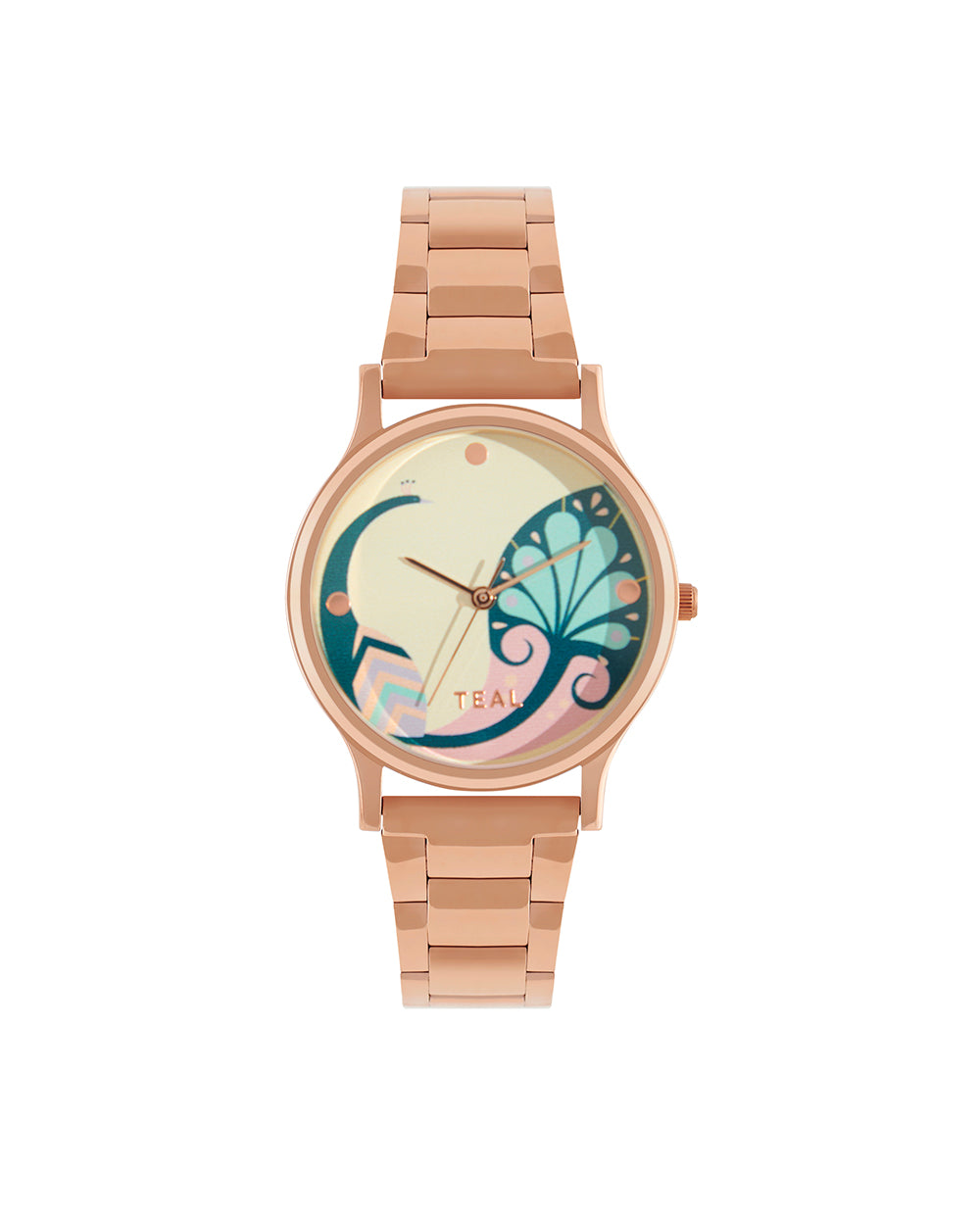 Teal By Chumbak | Urban feathers Watch - Metal Link Strap