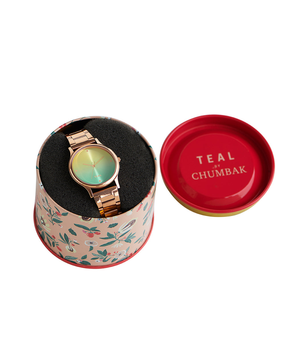 Teal By Chumbak | Ombre Green Watch - Metal Link Strap