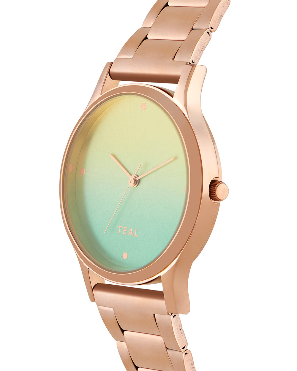 Teal By Chumbak | Ombre Green Watch - Metal Link Strap