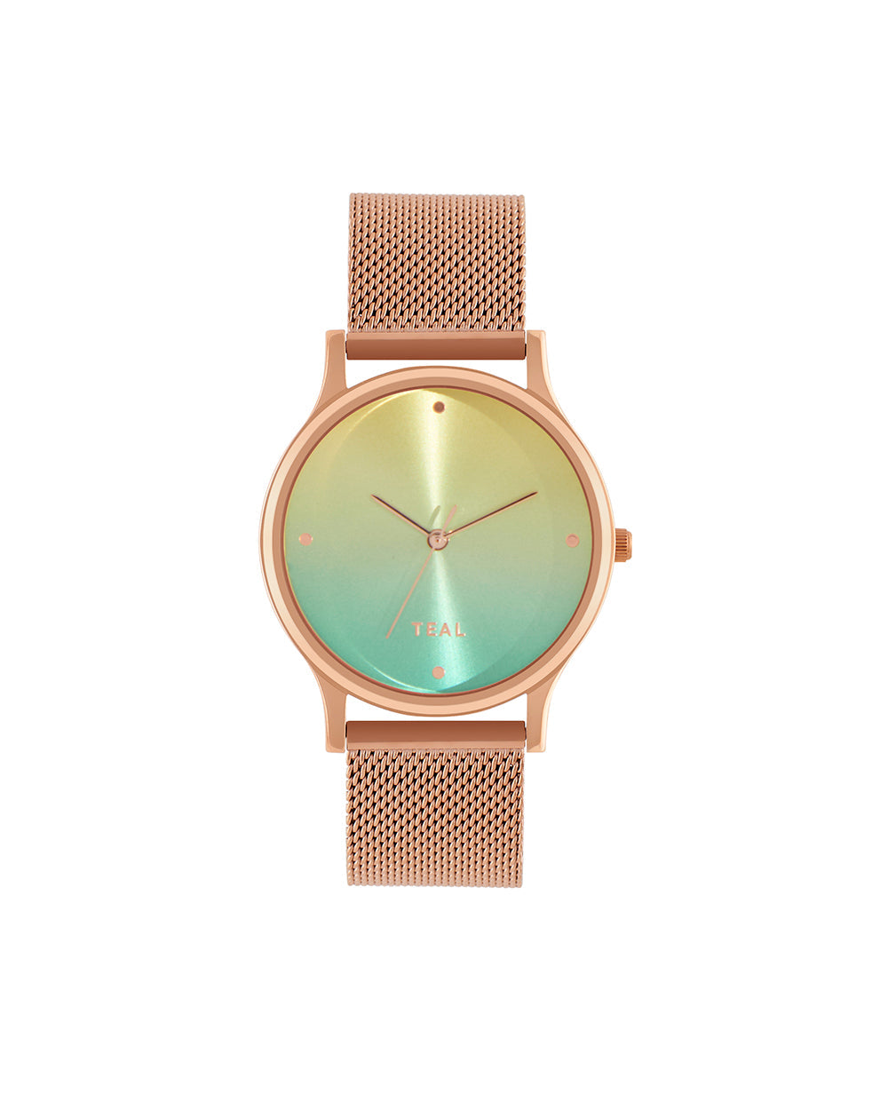 Teal By Chumbak | Ombre Green Watch - Metal Mesh Strap