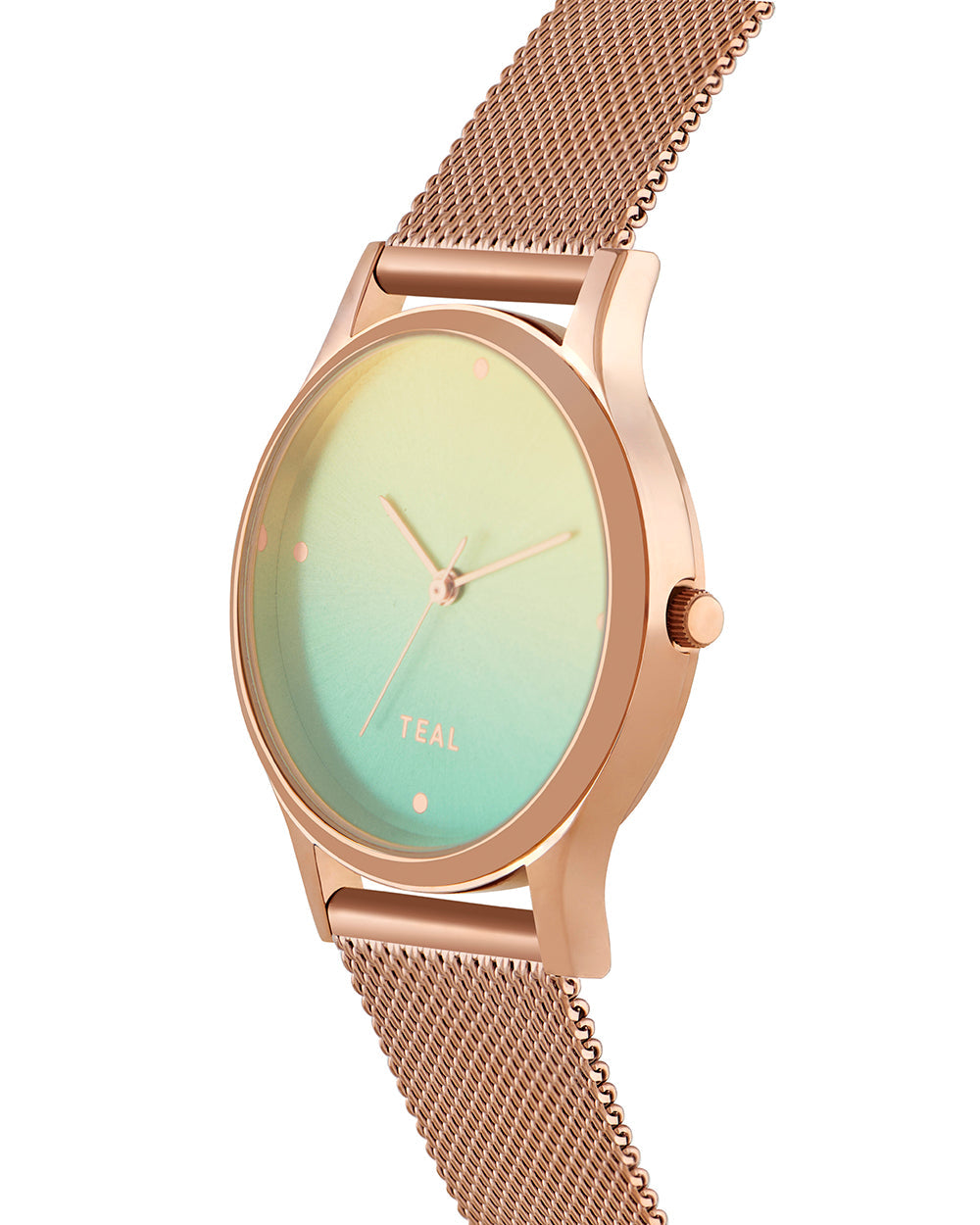 Teal By Chumbak | Ombre Green Watch - Metal Mesh Strap