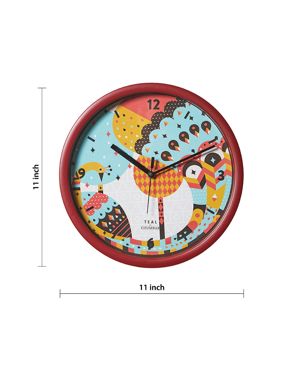 Teal by Chumbak |Peacock Pride Wall Clock | 11 inch