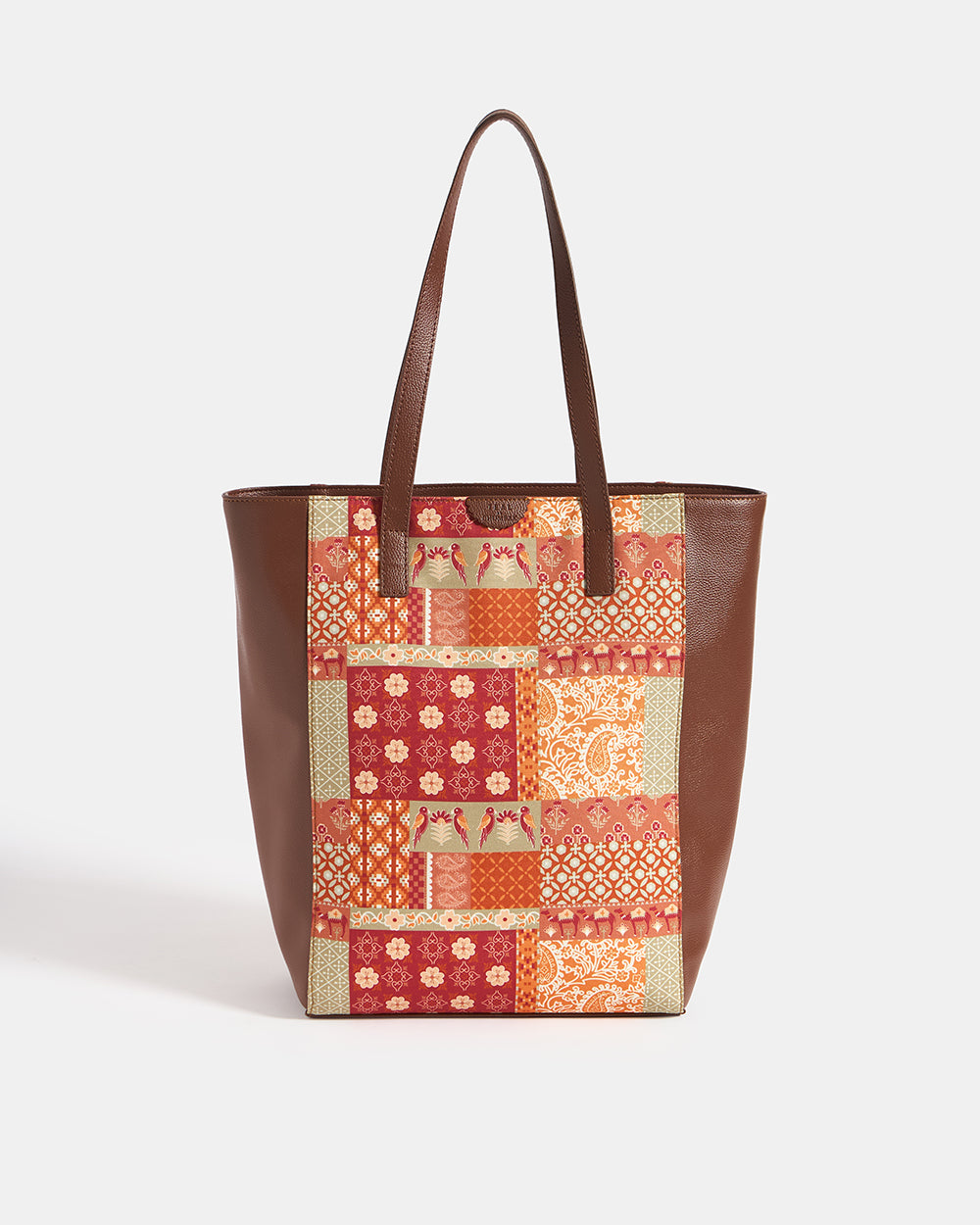 Teal by Chumbak |Terracota Patches & Prints Shopper Tote