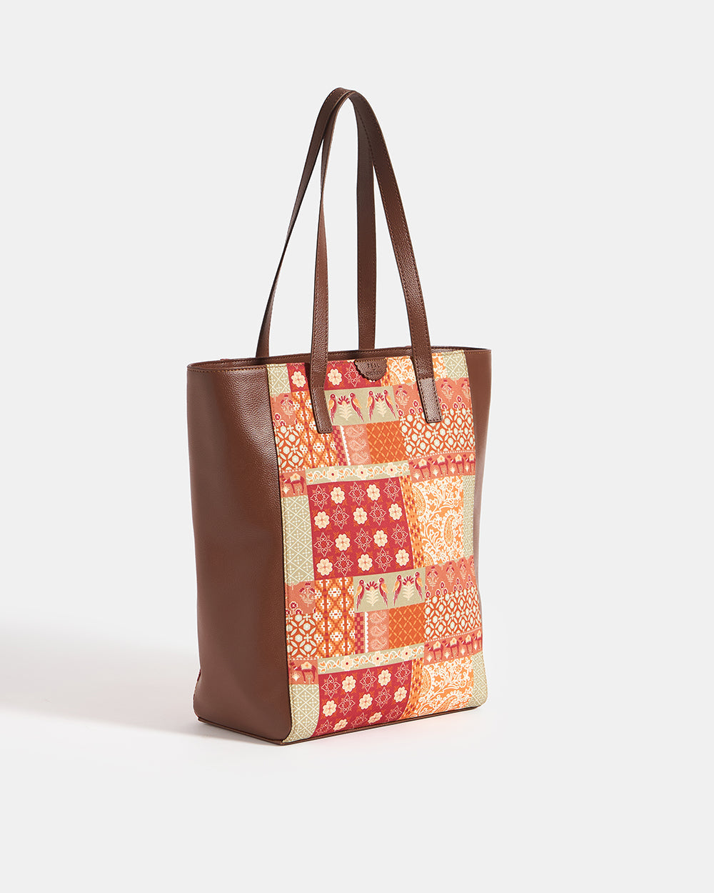 Teal by Chumbak |Terracota Patches & Prints Shopper Tote