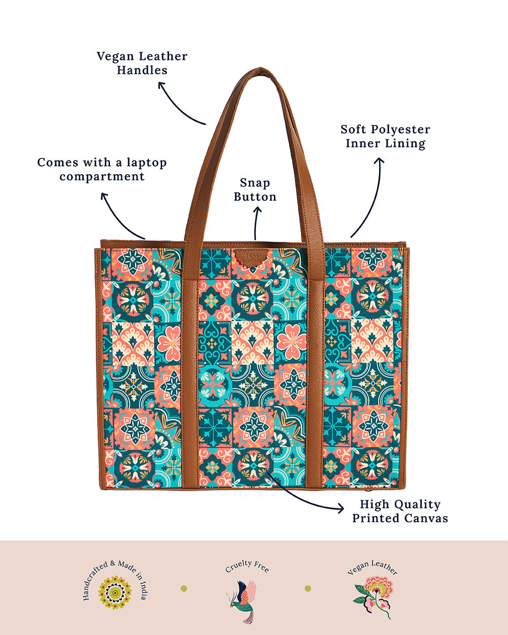 Teal by Chumbak | Moroccan Tiles Canvas Tote