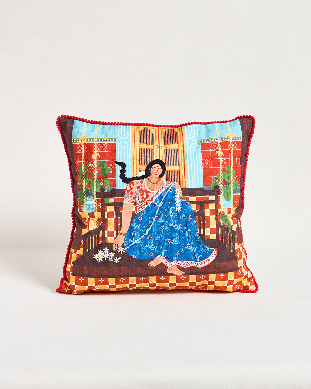 Lady Chettiar Cushion Cover, 16"