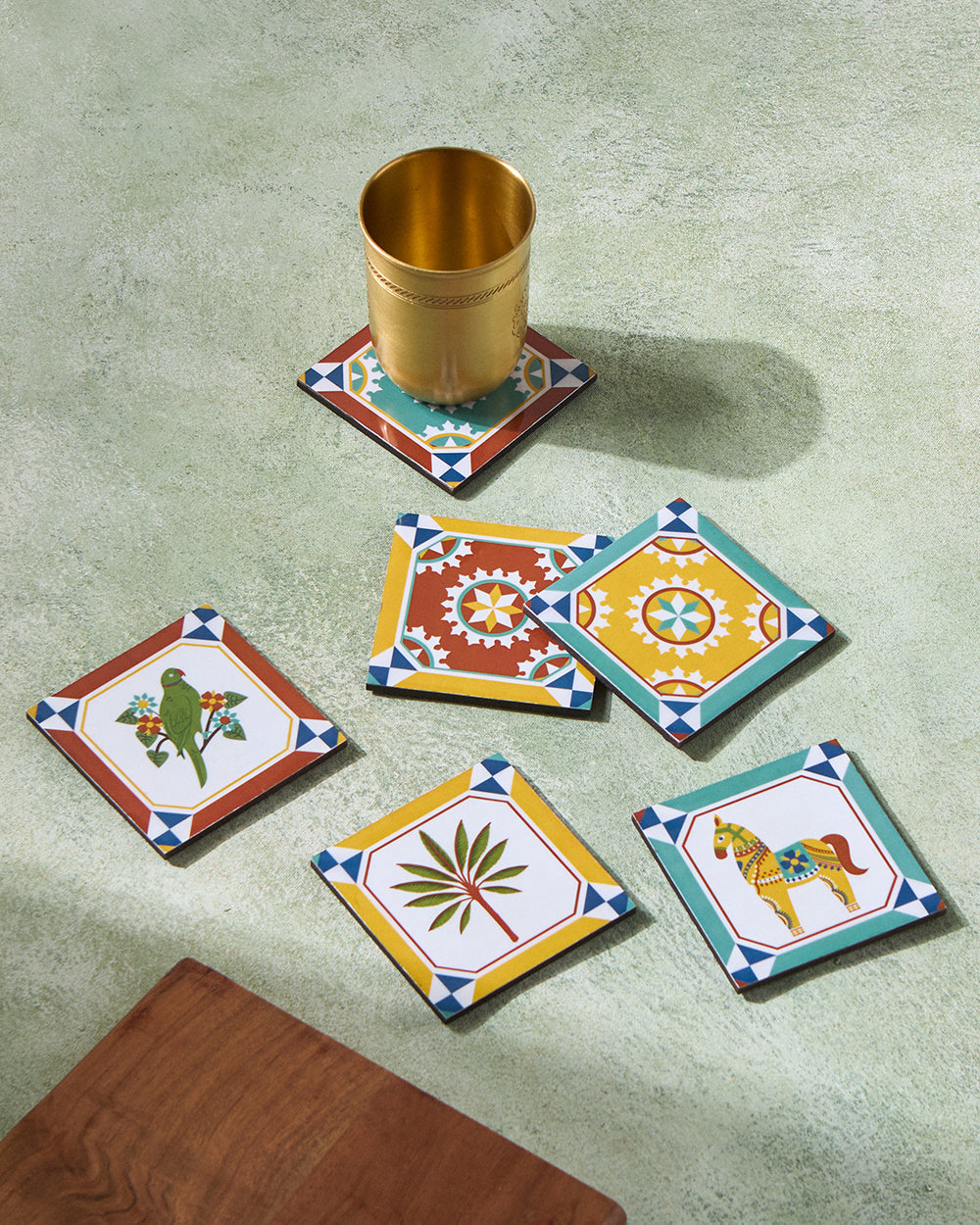 Karaikudi Tiles Coasters,  Set of 6