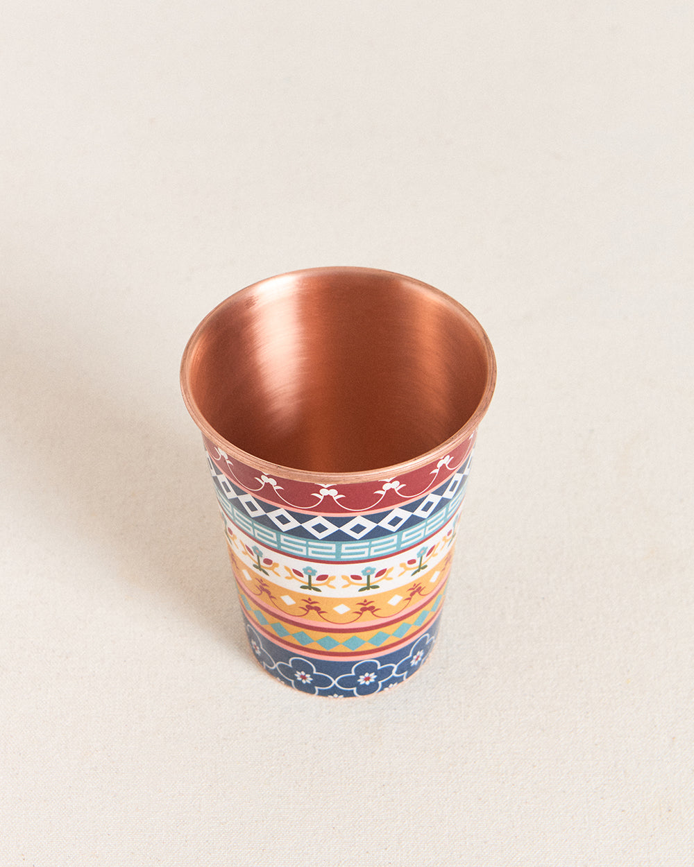 Karaikudi Tiles Copper Tumbler, Large