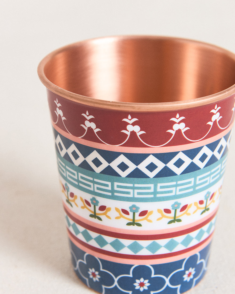 Karaikudi Tiles Copper Tumbler, Small