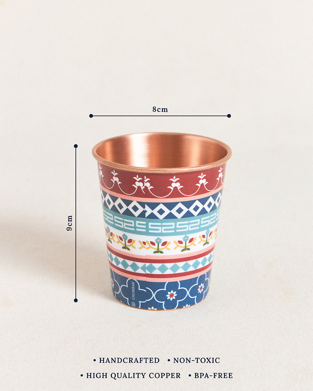 Karaikudi Tiles Copper Tumbler, Small