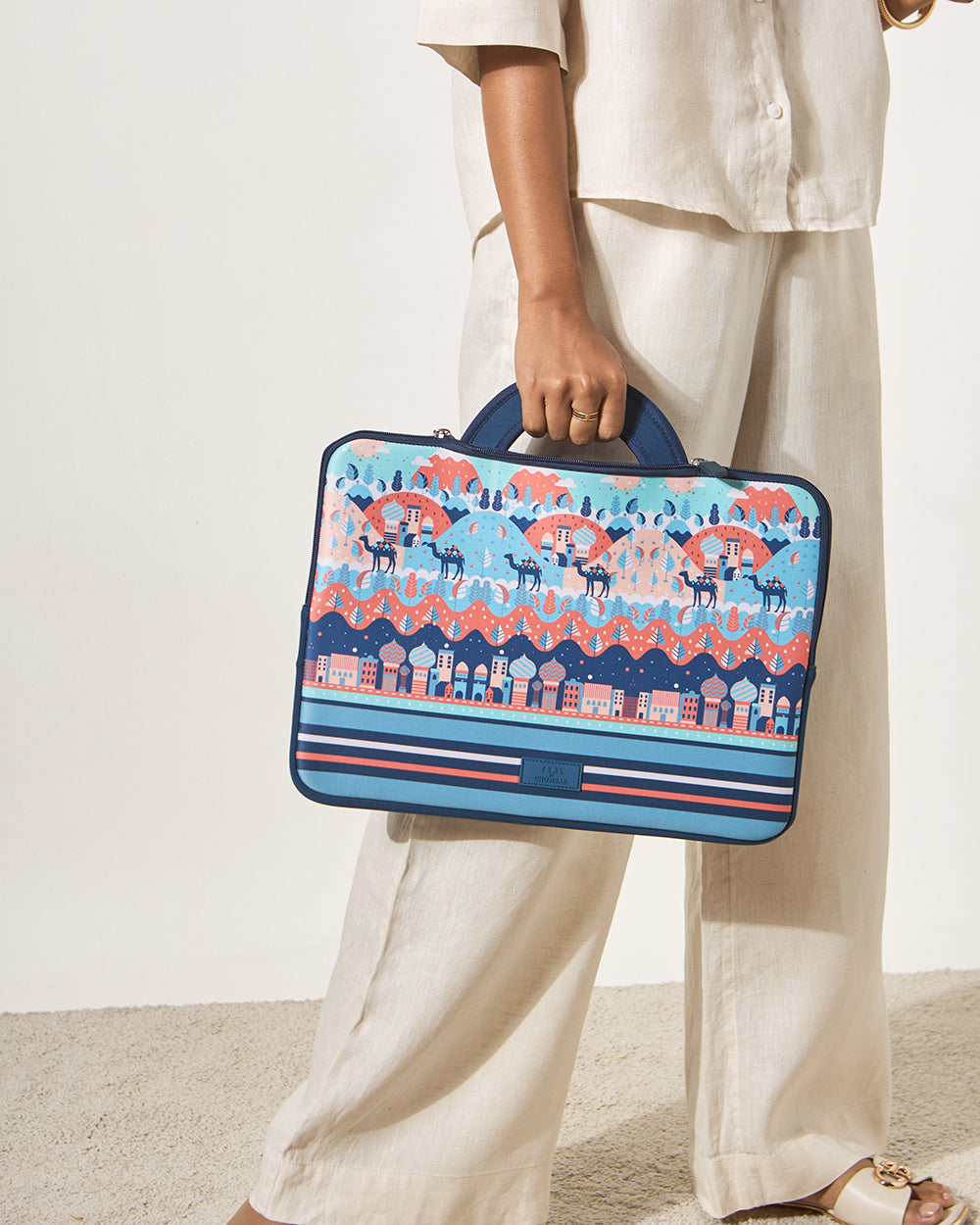 Teal by Chumbak Desert Caravan Laptop Sleeve, 15"