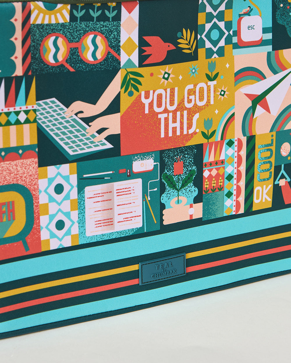 Teal by Chumbak You Got This Laptop Sleeve, 13"