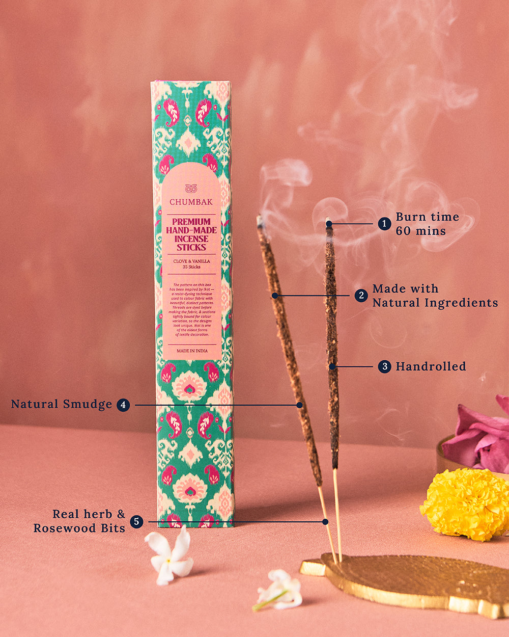 Clove & Vanilla Incense Sticks - Pack of 35