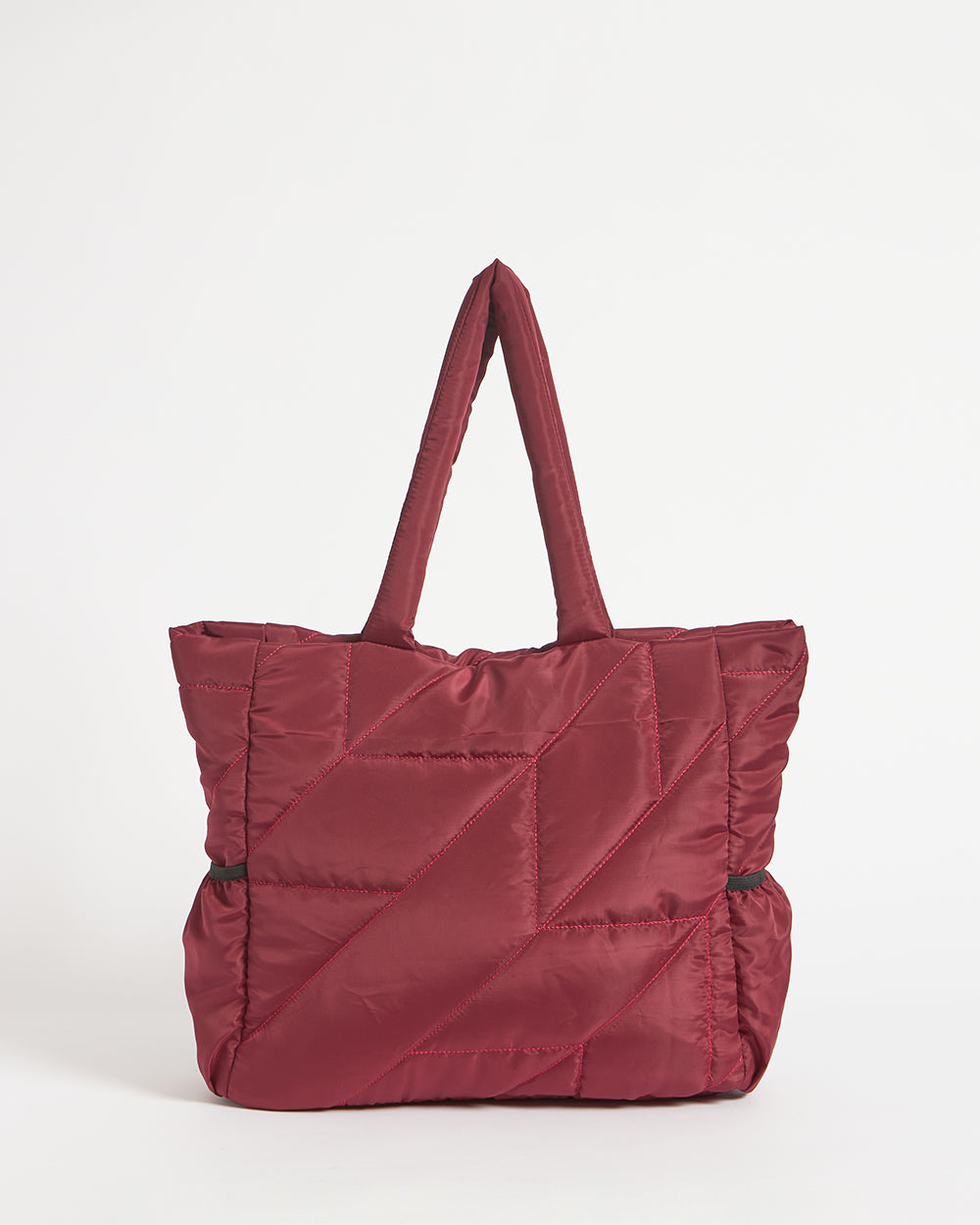 Quilted Puffer Tote - Maroon