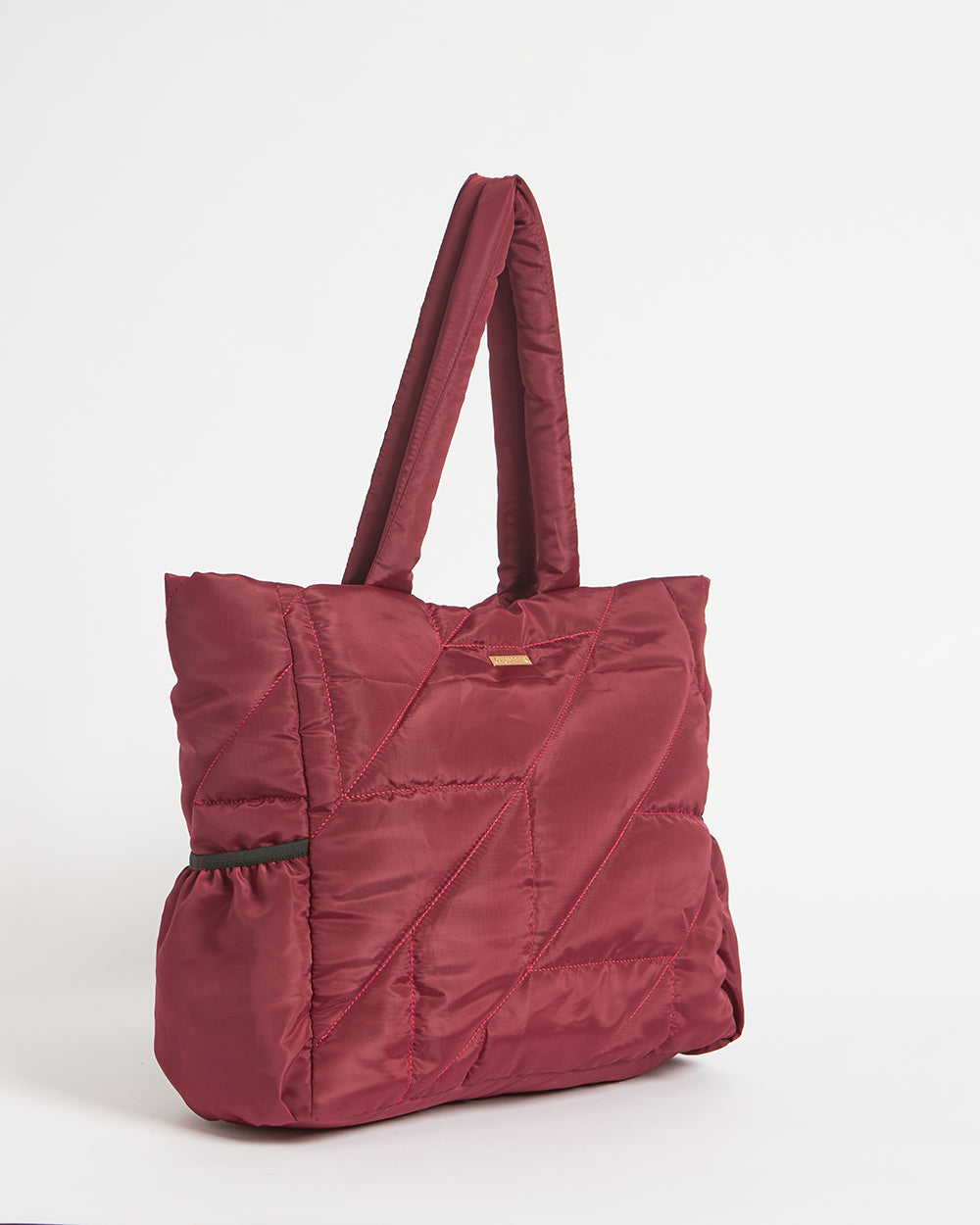 Quilted Puffer Tote - Maroon