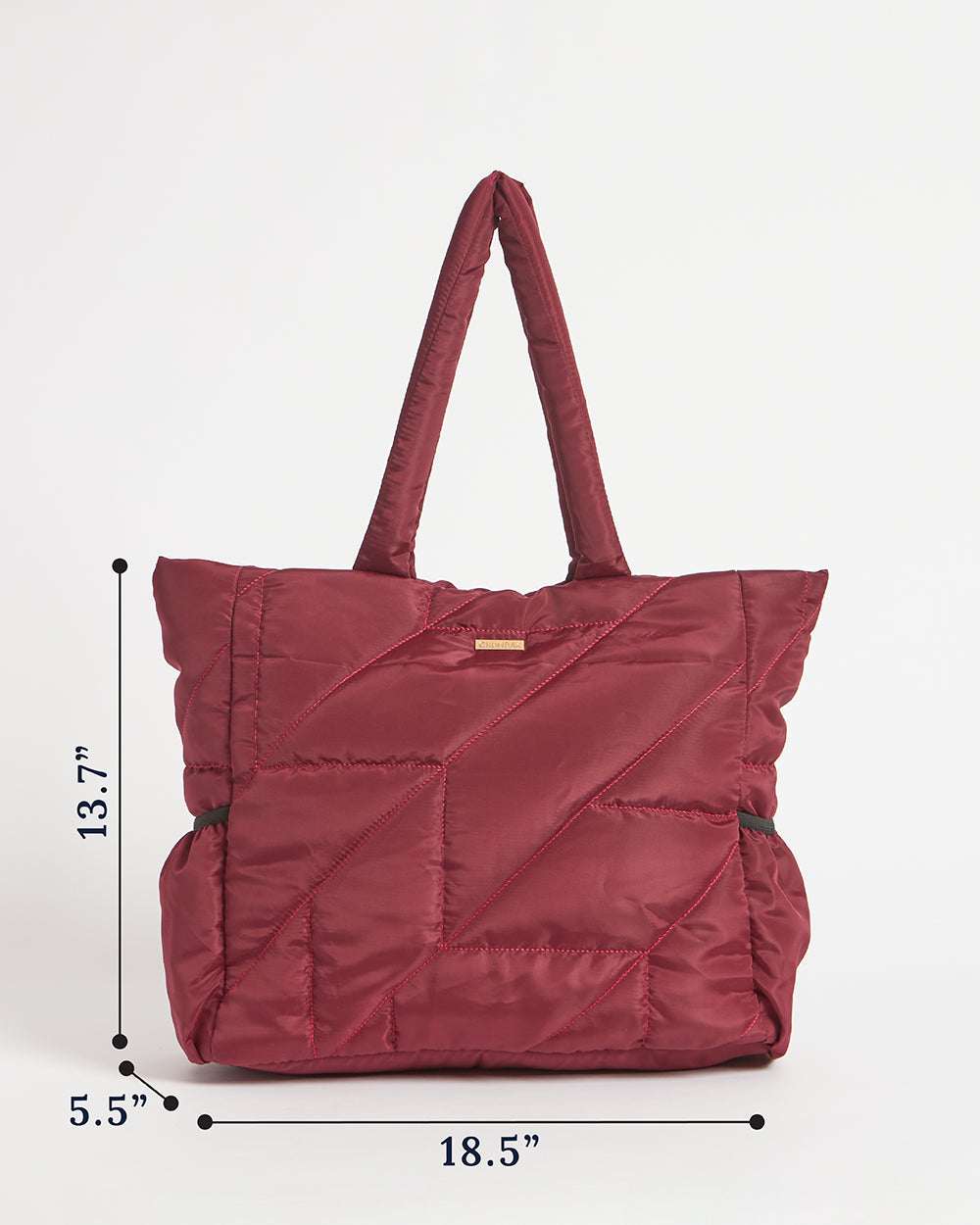 Quilted Puffer Tote - Maroon