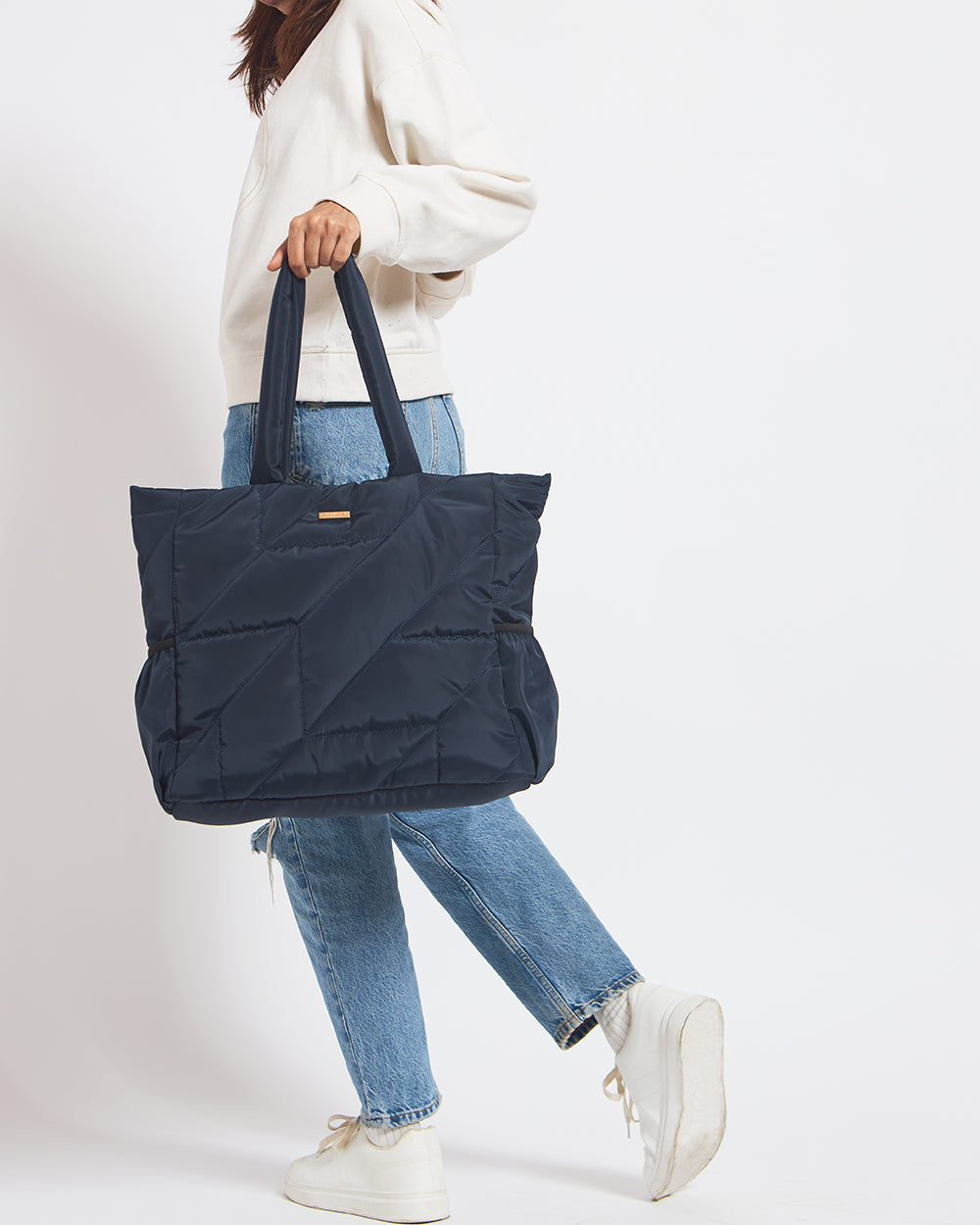 Quilted Puffer Tote - Navy