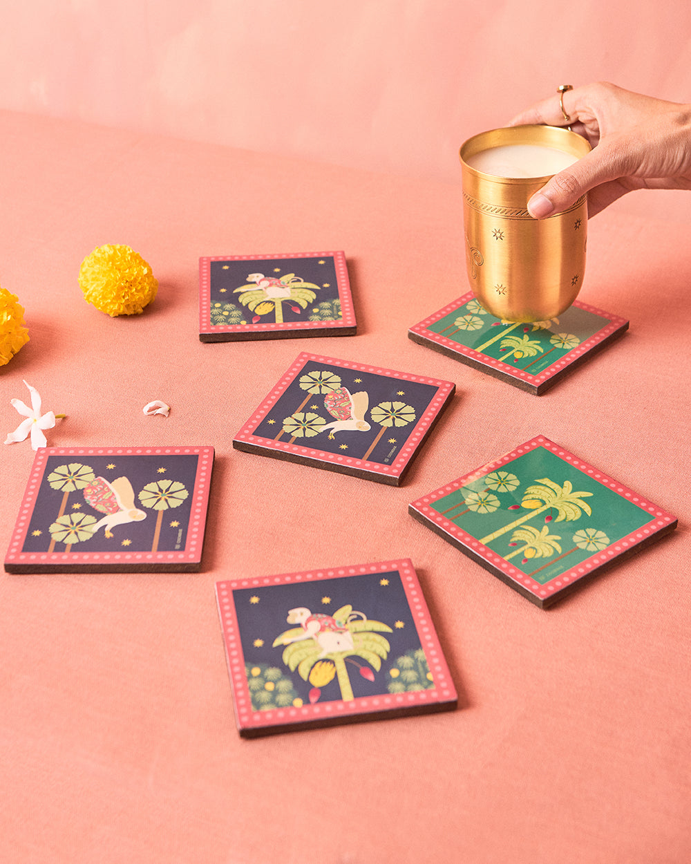 Starry Diwali Chandni Coasters, Set of 6