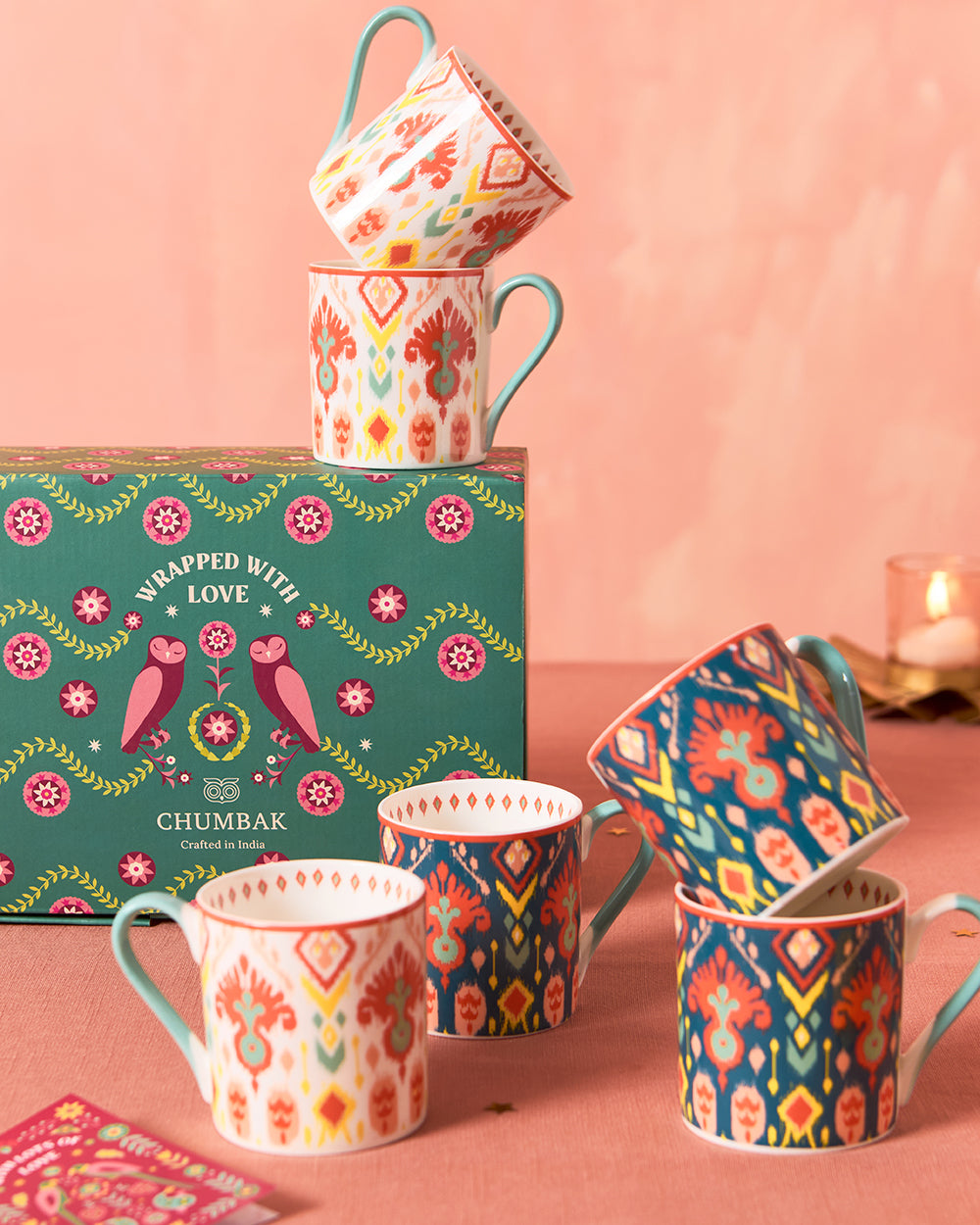 Ikat Tea Mugs Gift Set of 6