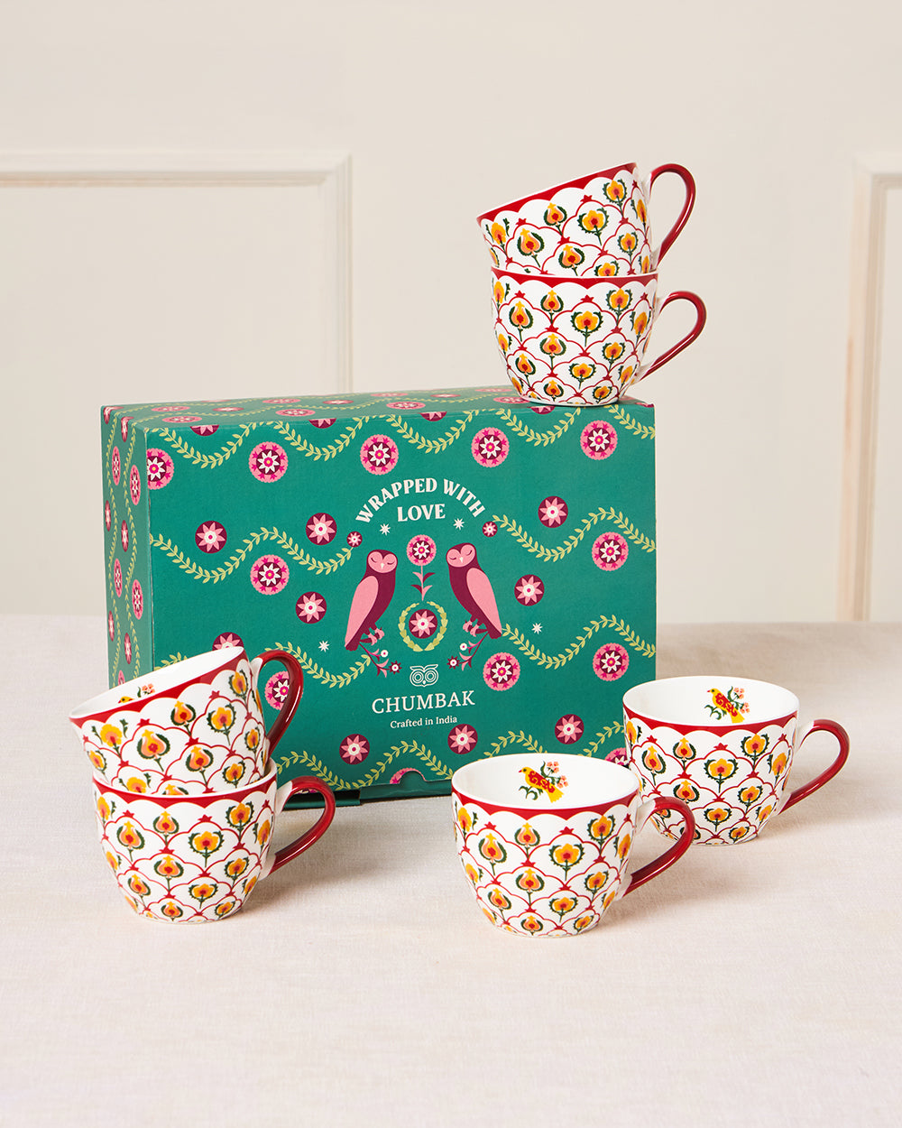 Suzani Jaali Mugs Gift Set of 6 | Comes in a Gift Box