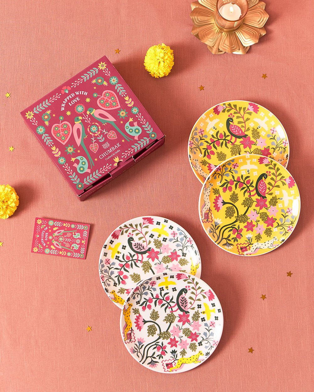 Jaipur Gardens Snack Plates Gift Set of 4